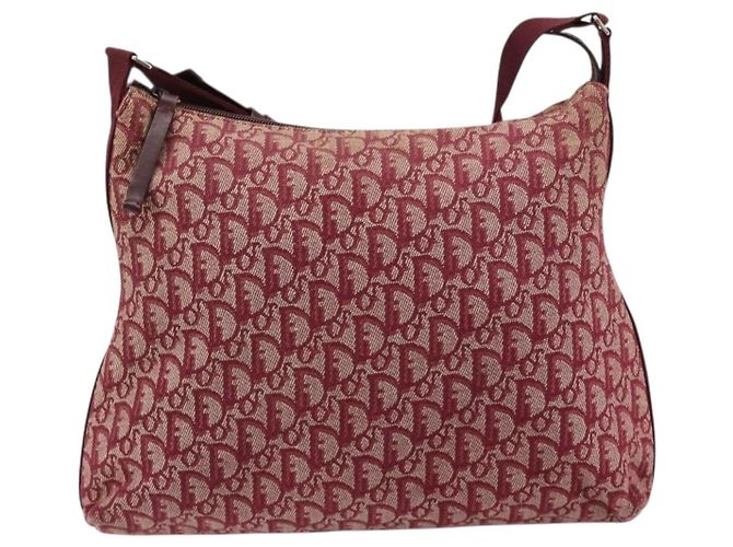 Borsa a tracolla Christian Dior Trotter Canvas Rosso Argento Auth 183019A - vista 2