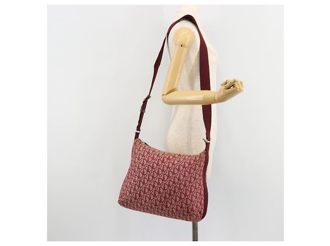 Borsa a tracolla Christian Dior Trotter Canvas Rosso Argento Auth 183019A - vista 23