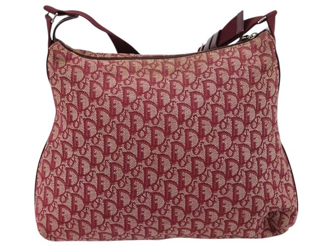 Borsa a tracolla Christian Dior Trotter Canvas Rosso Argento Auth 183019A - vista 3