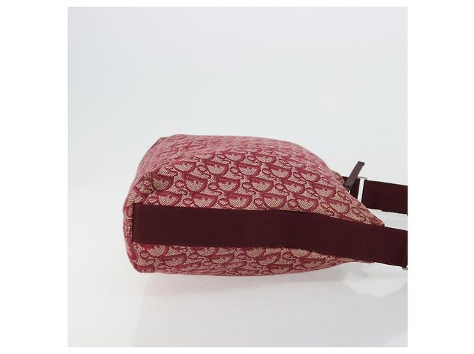 Borsa a tracolla Christian Dior Trotter Canvas Rosso Argento Auth 183019A - vista 4