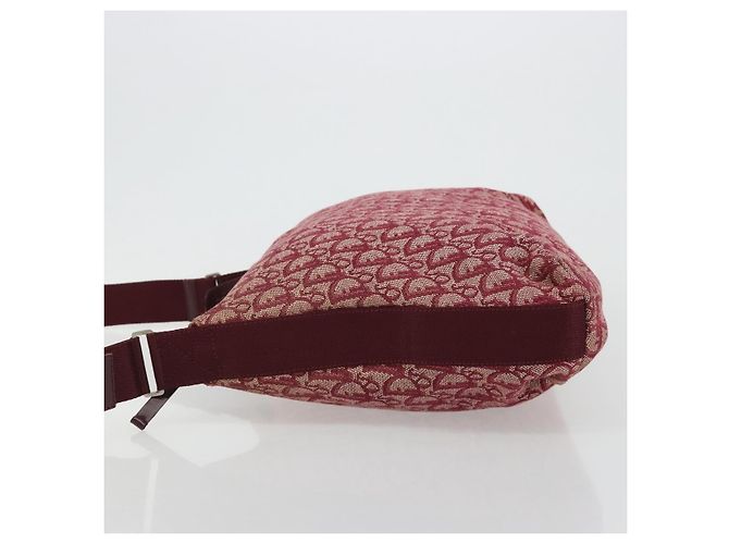 Borsa a tracolla Christian Dior Trotter Canvas Rosso Argento Auth 183019A - vista 5