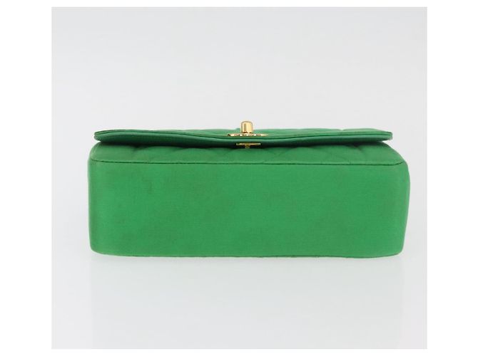 CHANEL Diana 23 Matelasse Chain Shoulder Bag Satin Green Gold CC Auth 181942SM D'oro Verde - vista 10