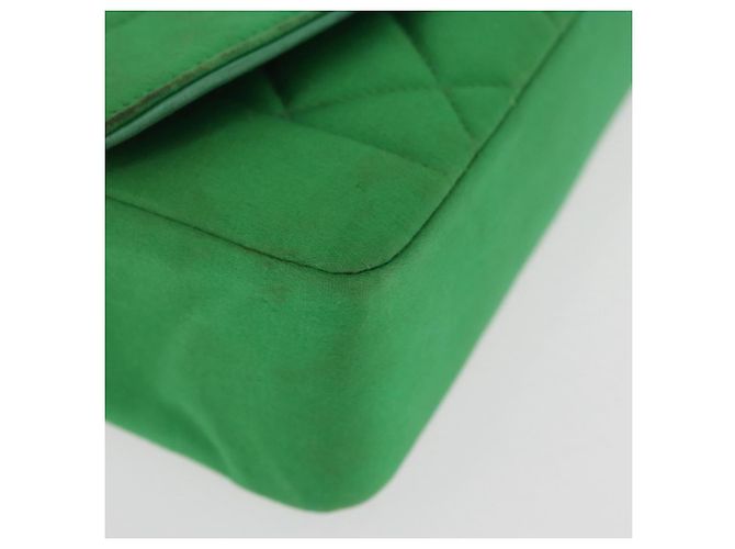 CHANEL Diana 23 Matelasse Chain Shoulder Bag Satin Green Gold CC Auth 181942SM D'oro Verde - vista 11