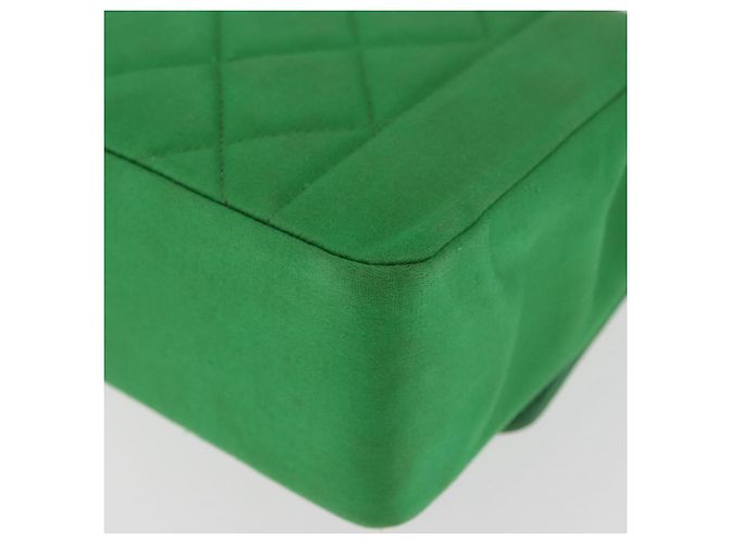 CHANEL Diana 23 Matelasse Chain Shoulder Bag Satin Green Gold CC Auth 181942SM D'oro Verde - vista 14