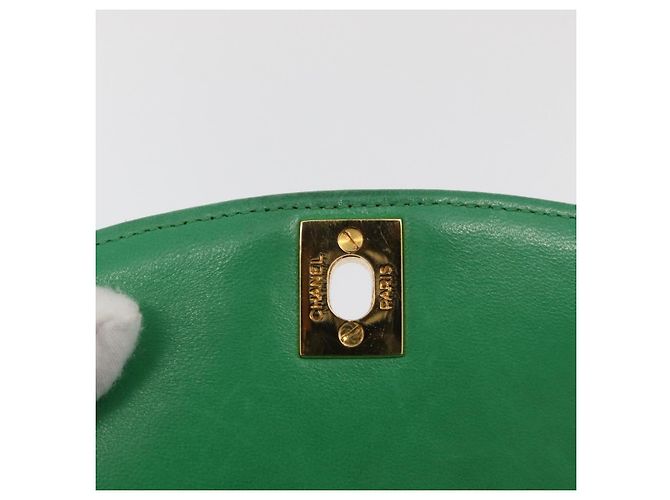 CHANEL Diana 23 Matelasse Chain Shoulder Bag Satin Green Gold CC Auth 181942SM D'oro Verde - vista 19