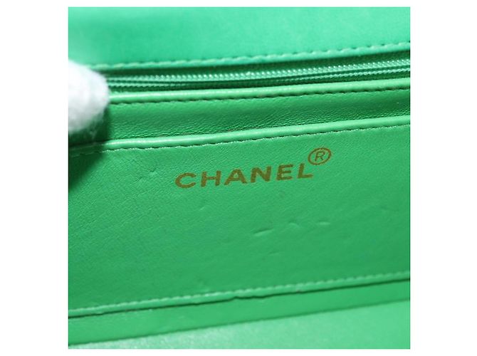 CHANEL Diana 23 Matelasse Chain Shoulder Bag Satin Green Gold CC Auth 181942SM D'oro Verde - vista 20