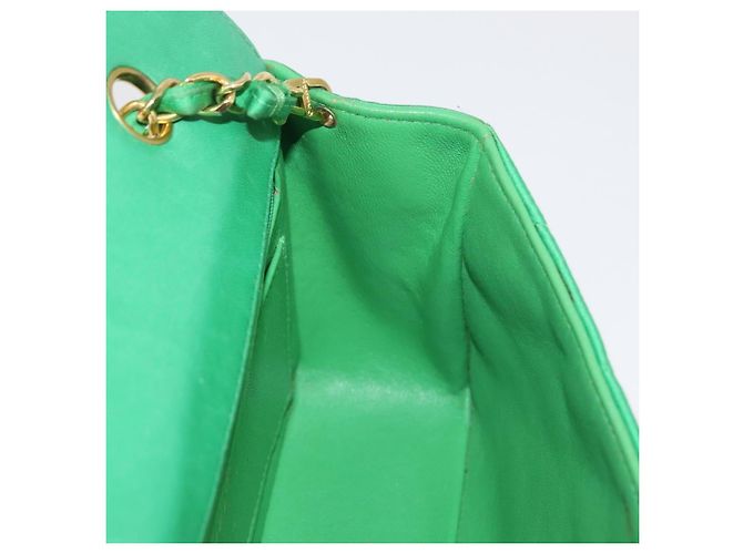 CHANEL Diana 23 Matelasse Chain Shoulder Bag Satin Green Gold CC Auth 181942SM D'oro Verde - vista 22