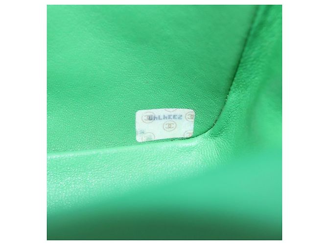 CHANEL Diana 23 Matelasse Chain Shoulder Bag Satin Green Gold CC Auth 181942SM D'oro Verde - vista 26