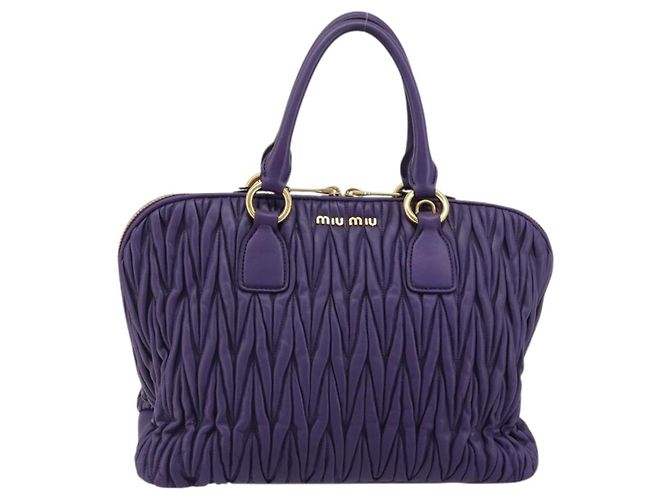 Bolso de mano Miu Miu Matelasse de cuero morado y oro Auth 183636V Dorado Púrpura - vista 13