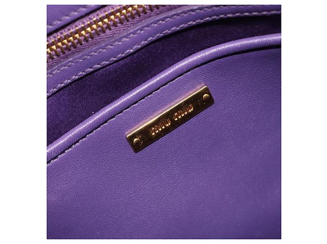 Bolso de mano Miu Miu Matelasse de cuero morado y oro Auth 183636V Dorado Púrpura - vista 19