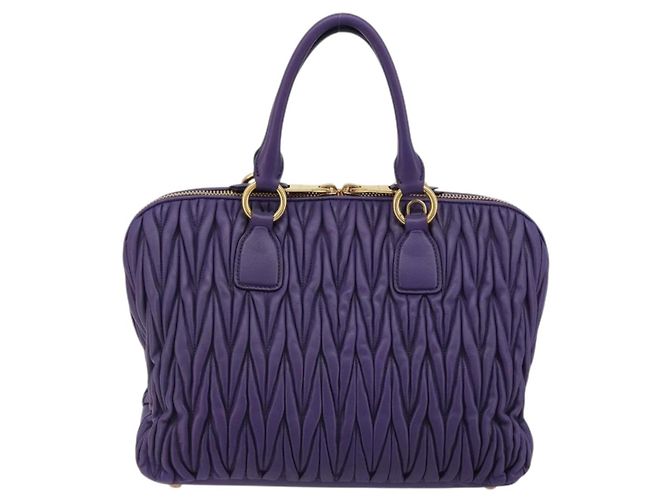 Bolso de mano Miu Miu Matelasse de cuero morado y oro Auth 183636V Dorado Púrpura - vista 2