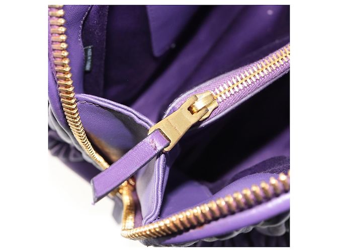 Bolso de mano Miu Miu Matelasse de cuero morado y oro Auth 183636V Dorado Púrpura - vista 24
