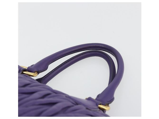 Bolso de mano Miu Miu Matelasse de cuero morado y oro Auth 183636V Dorado Púrpura - vista 8