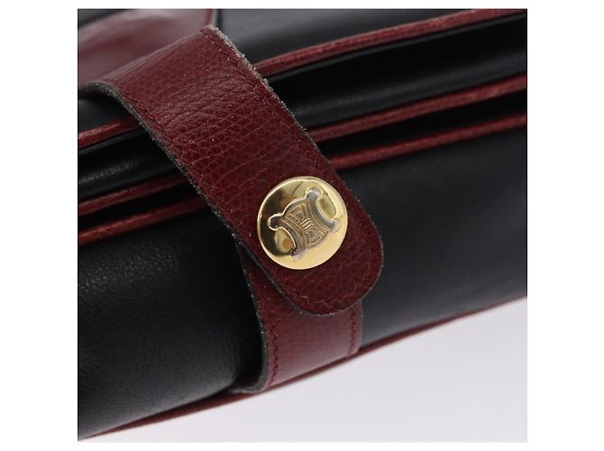 Céline Borsa a Spalla CELINE in Pelle Nera e Oro Auth gh2064 Nero D'oro - vista 14