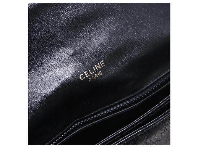 Céline Borsa a Spalla CELINE in Pelle Nera e Oro Auth gh2064 Nero D'oro - vista 17