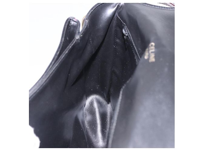 Céline Borsa a Spalla CELINE in Pelle Nera e Oro Auth gh2064 Nero D'oro - vista 20