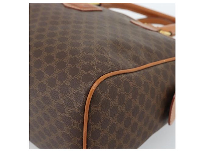 Céline Borsa Boston CELINE in tela Macadam PVC Pelle Marrone Oro Auth 183015A D'oro - vista 10
