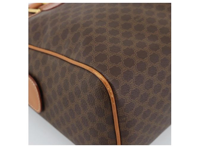 Céline Borsa Boston CELINE in tela Macadam PVC Pelle Marrone Oro Auth 183015A D'oro - vista 11