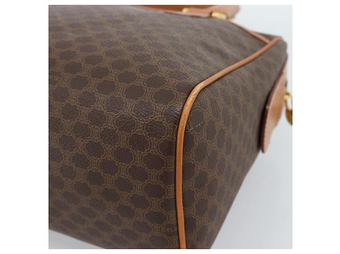 Céline Borsa Boston CELINE in tela Macadam PVC Pelle Marrone Oro Auth 183015A D'oro - vista 12