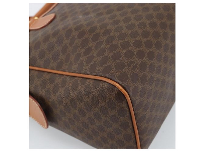 Céline Borsa Boston CELINE in tela Macadam PVC Pelle Marrone Oro Auth 183015A D'oro - vista 13