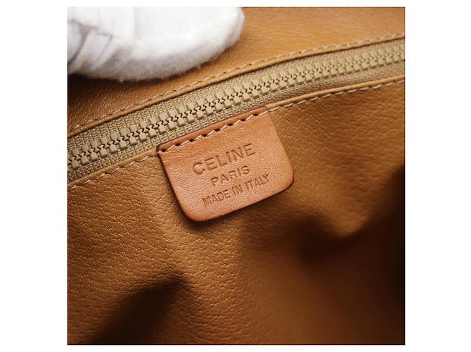 Céline Borsa Boston CELINE in tela Macadam PVC Pelle Marrone Oro Auth 183015A D'oro - vista 15