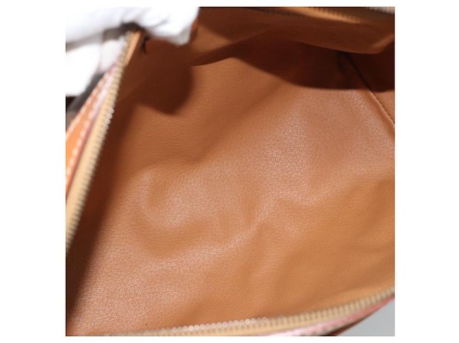 Céline Borsa Boston CELINE in tela Macadam PVC Pelle Marrone Oro Auth 183015A D'oro - vista 16