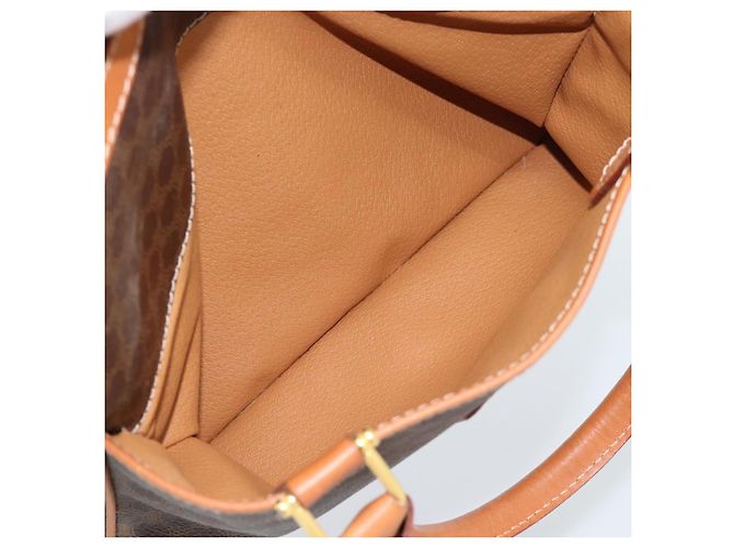 Céline Borsa Boston CELINE in tela Macadam PVC Pelle Marrone Oro Auth 183015A D'oro - vista 21