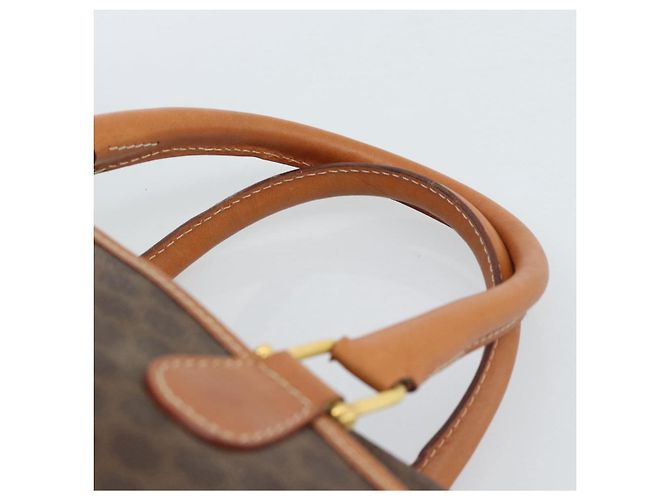 Céline Borsa Boston CELINE in tela Macadam PVC Pelle Marrone Oro Auth 183015A D'oro - vista 8