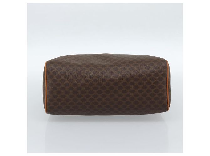 Céline Borsa Boston CELINE in tela Macadam PVC Pelle Marrone Oro Auth 183015A D'oro - vista 9