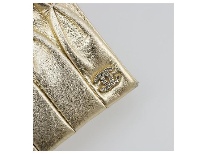 CHANEL Chain Shoulder Bag Lammleder Gold CC Auth 182577A Golden - Ansicht 14