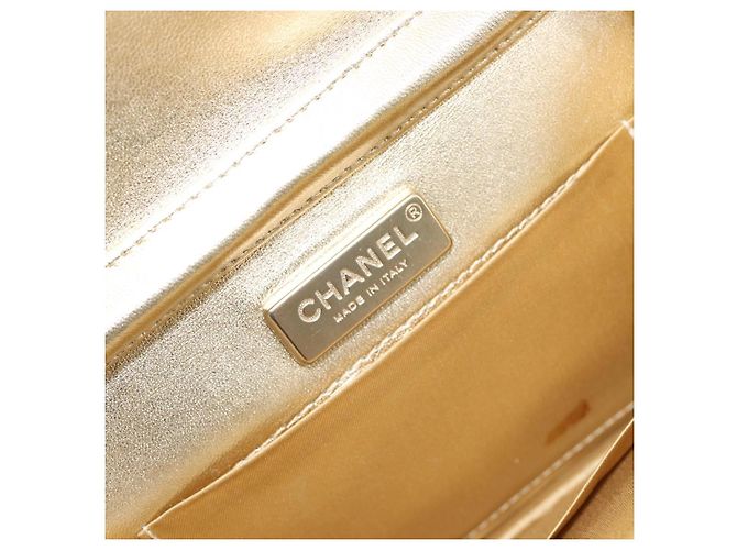 CHANEL Chain Shoulder Bag Lammleder Gold CC Auth 182577A Golden - Ansicht 16