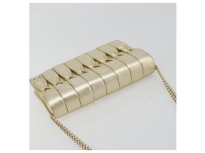 CHANEL Chain Shoulder Bag Lammleder Gold CC Auth 182577A Golden - Ansicht 6