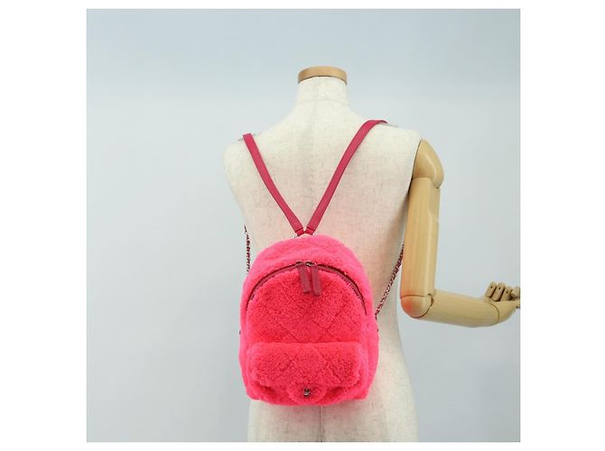 CHANEL Matelasse Chain Backpack pile Pink Silver CC Auth 181955M Argento Rosa - vista 29