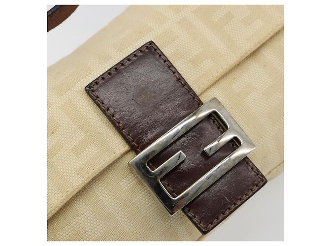 FENDI Zucca Canvas Mamma Baguette Borsa a Spalla Beige Silver Auth 183769SAV Argento - vista 15