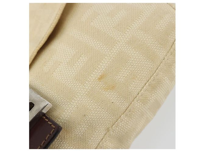 FENDI Zucca Canvas Mamma Baguette Borsa a Spalla Beige Silver Auth 183769SAV Argento - vista 16