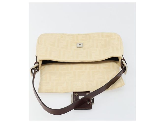 FENDI Zucca Canvas Mamma Baguette Borsa a Spalla Beige Silver Auth 183769SAV Argento - vista 17