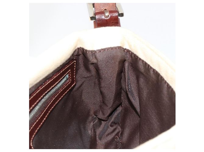 FENDI Zucca Canvas Mamma Baguette Borsa a Spalla Beige Silver Auth 183769SAV Argento - vista 22