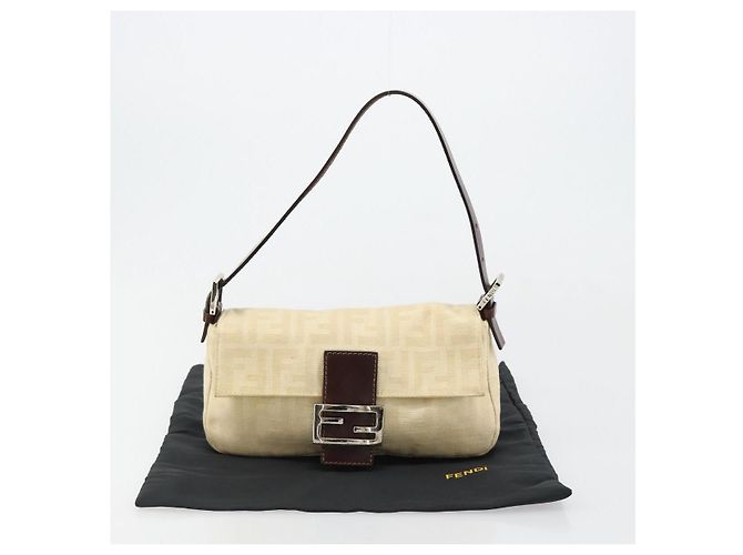 FENDI Zucca Canvas Mamma Baguette Borsa a Spalla Beige Silver Auth 183769SAV Argento - vista 28