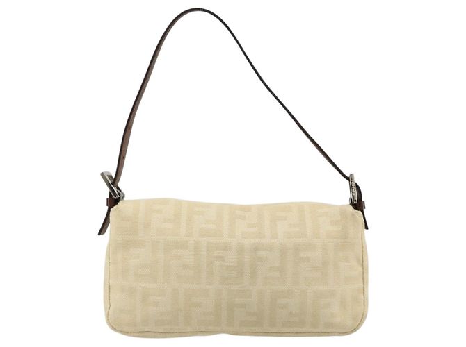 FENDI Zucca Canvas Mamma Baguette Borsa a Spalla Beige Silver Auth 183769SAV Argento - vista 3