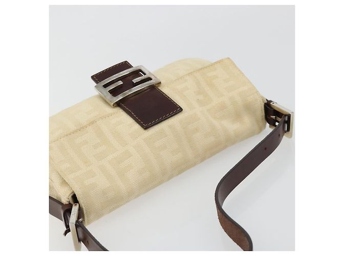 FENDI Zucca Canvas Mamma Baguette Borsa a Spalla Beige Silver Auth 183769SAV Argento - vista 6
