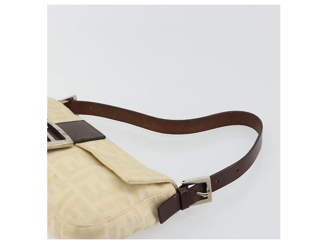 FENDI Zucca Canvas Mamma Baguette Borsa a Spalla Beige Silver Auth 183769SAV Argento - vista 8