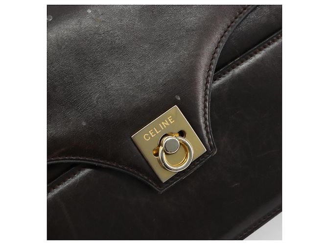 Céline Borsa a Spalla CELINE in Pelle Marrone Oro Auth 183437 D'oro - vista 15
