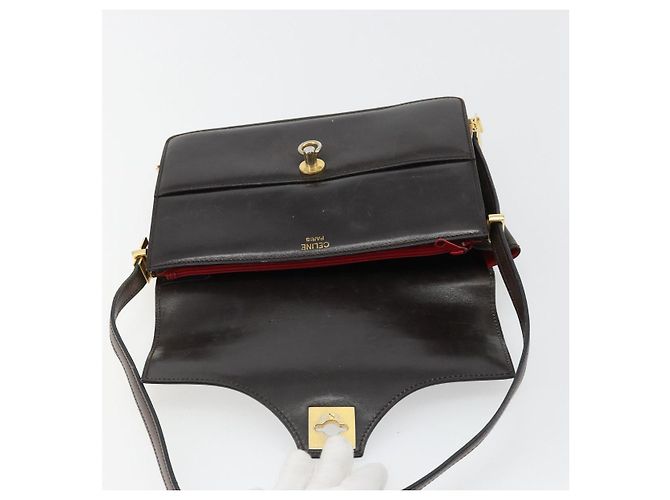 Céline Borsa a Spalla CELINE in Pelle Marrone Oro Auth 183437 D'oro - vista 16