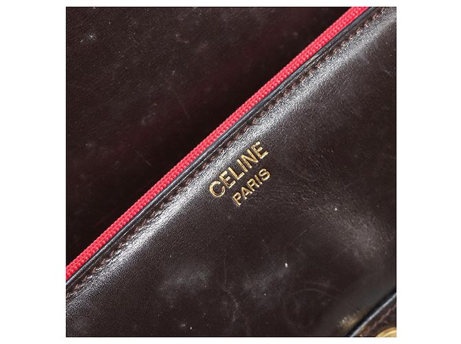 Céline Borsa a Spalla CELINE in Pelle Marrone Oro Auth 183437 D'oro - vista 17