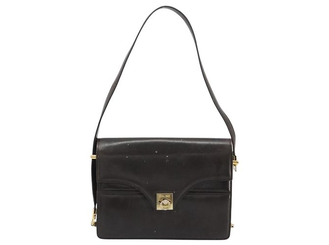 Céline Borsa a Spalla CELINE in Pelle Marrone Oro Auth 183437 D'oro - vista 2