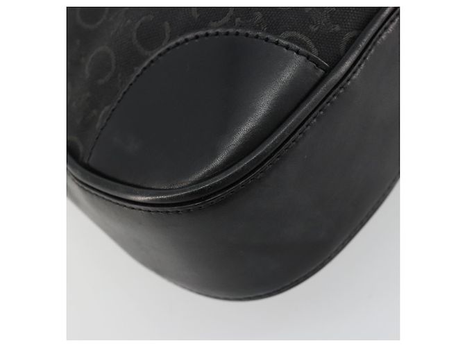 Céline Borsa a tracolla CELINE C Macadam Canvas Nera Argento Auth 183170 Nero - vista 13