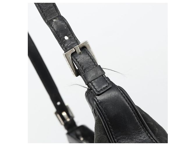 Céline Borsa a tracolla CELINE C Macadam Canvas Nera Argento Auth 183170 Nero - vista 14