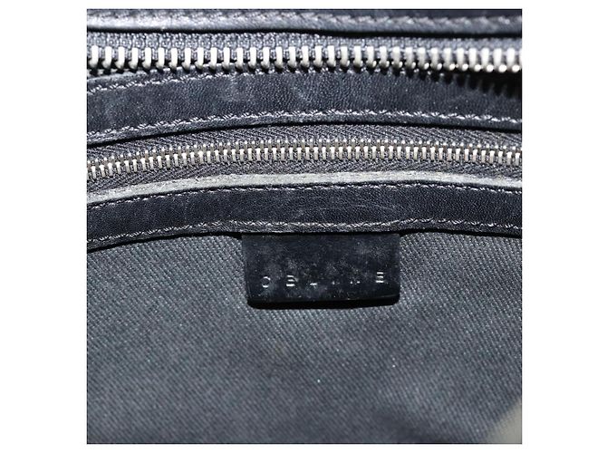 Céline Borsa a tracolla CELINE C Macadam Canvas Nera Argento Auth 183170 Nero - vista 16