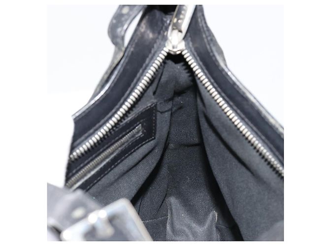 Céline Borsa a tracolla CELINE C Macadam Canvas Nera Argento Auth 183170 Nero - vista 18