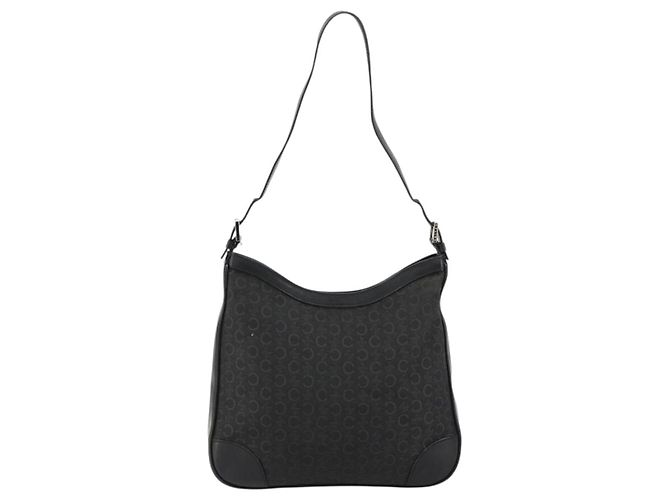 Céline Borsa a tracolla CELINE C Macadam Canvas Nera Argento Auth 183170 Nero - vista 2